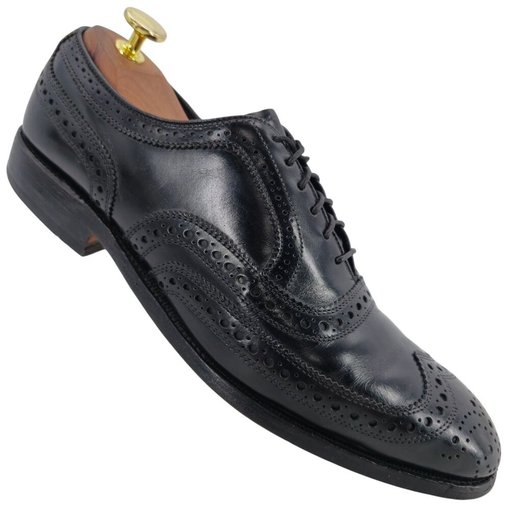 Allen Edmonds McAllister Black Leather Dress Shoes Mens 8A Wingtip Brogue Oxford - Picture 2 of 13